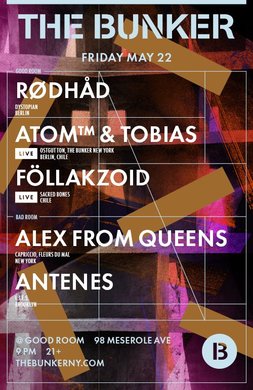 The Bunker with Rødhåd, Atom™ & Tobias, Föllakzoid, Alex From Queens, Antenes - Flyer back