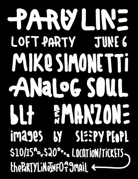 Party Line with Mike Simonetti & Analog Soul - Flyer front