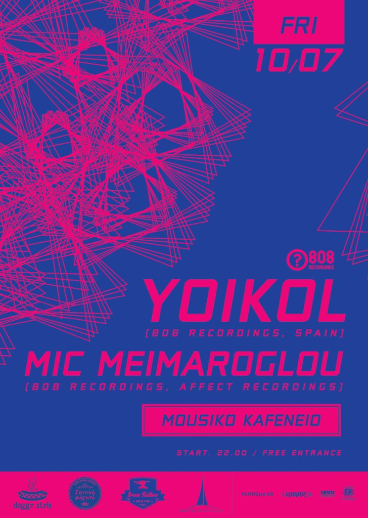 Mousiko Kafeneio presents Yoikol & Mic Meimaroglou - Flyer front