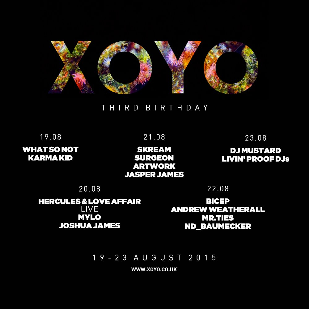 Xoyo 3rd Birthday: DJ Mustard + Livin' Proof - Flyer front