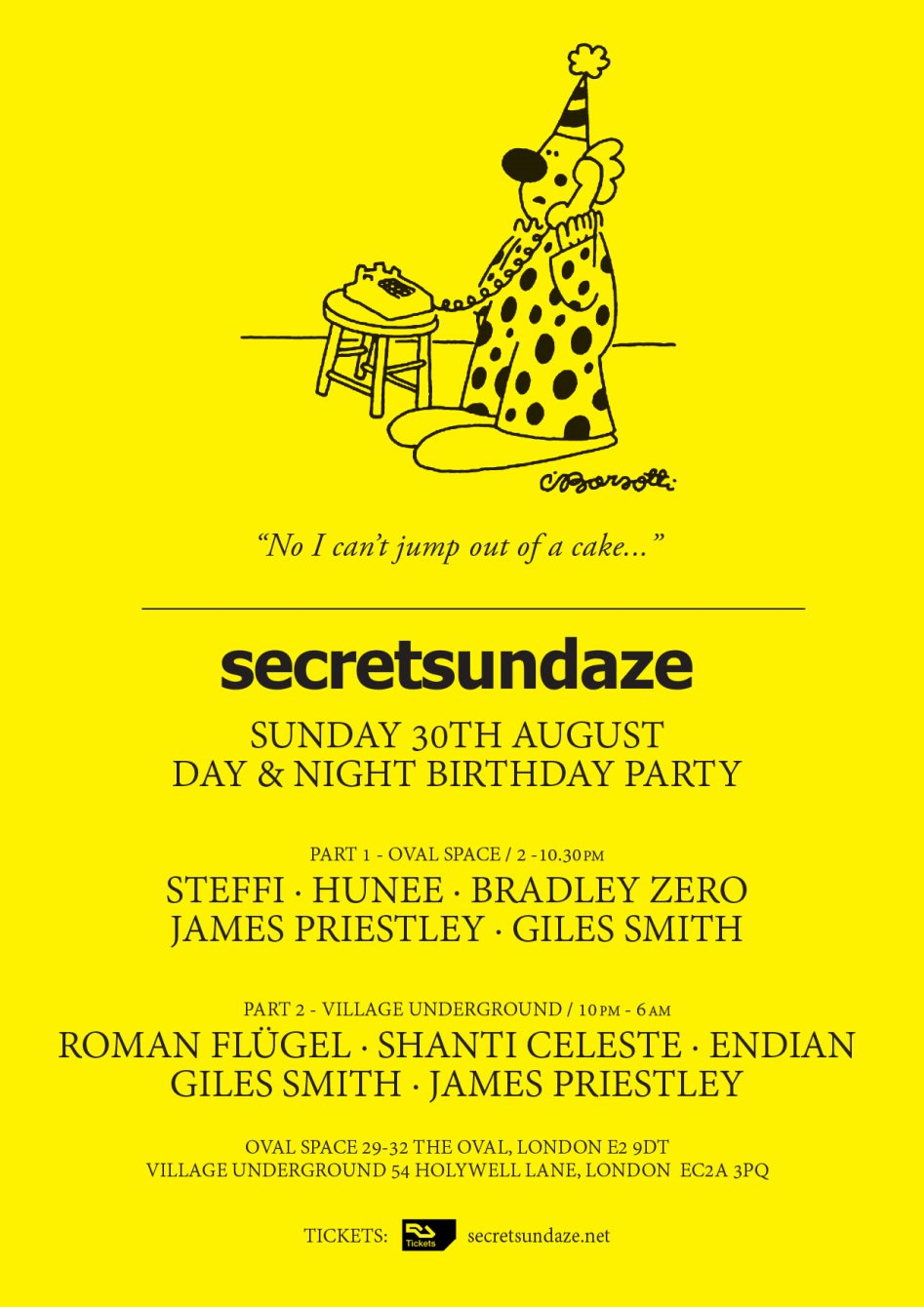 Secretsundaze Day & Night Birthday Party with Roman Flügel, Steffi, Hunee, Shanti Celeste - Flyer back
