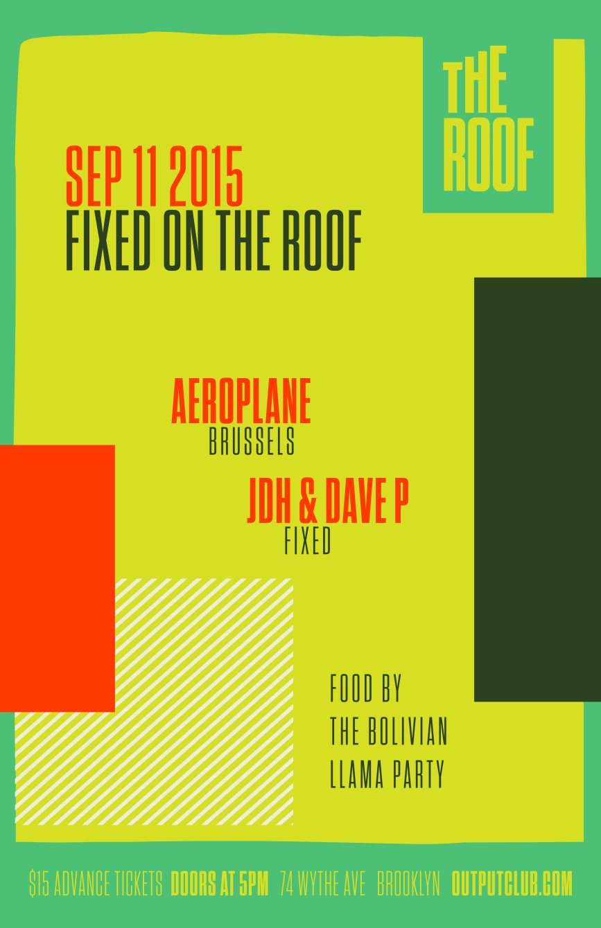 Fixed on The Roof - Aeroplane/ JDH & Dave P - Flyer front