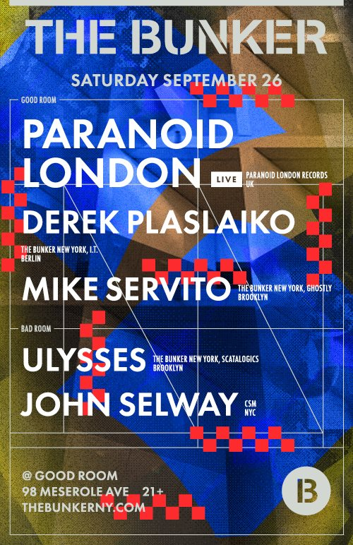 The Bunker with Paranoid London Live, Plaslaiko & Servito, Selway & Ulysses - Flyer back