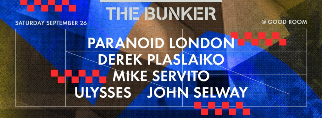 The Bunker with Paranoid London Live, Plaslaiko & Servito, Selway & Ulysses - Flyer front