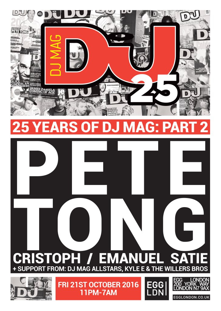 25 Years of DJ Mag (Part 2): Pete Tong, Cristoph, Emanuel Satie - Flyer front