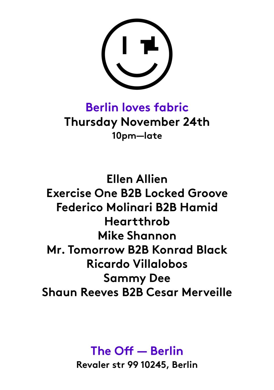Berlin Loves...Fabric with Ellen Allien, Heartthrob, Ricardo Villalobos, Sammy Dee & More - Flyer front