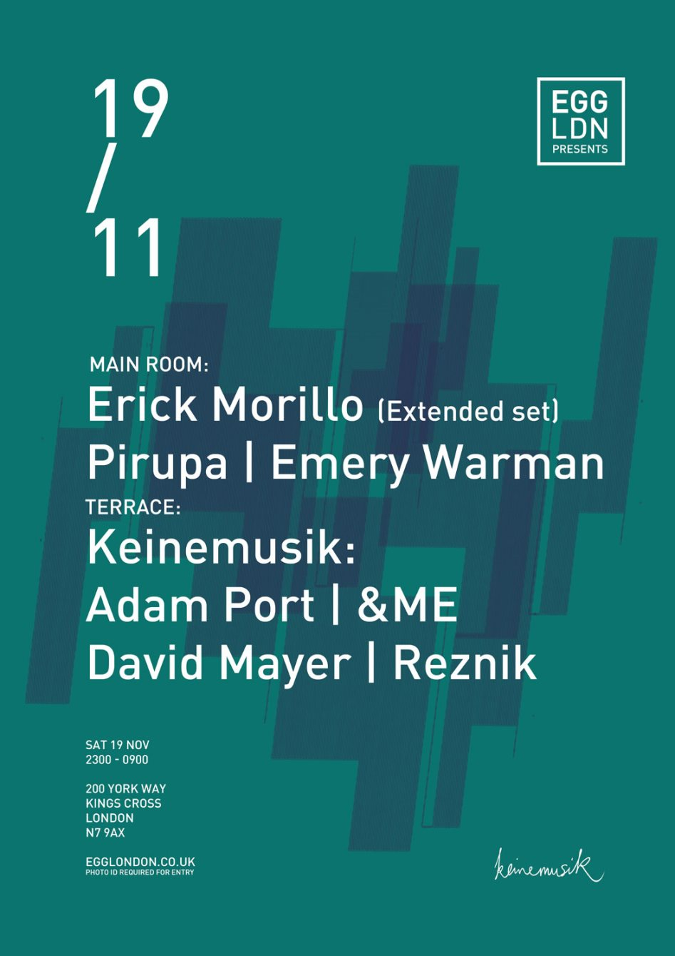 Egg presents: Erick Morillo (Extended Set), Pirupa + Keinemusik - &Me, Adam Port, David Mayer - Flyer front