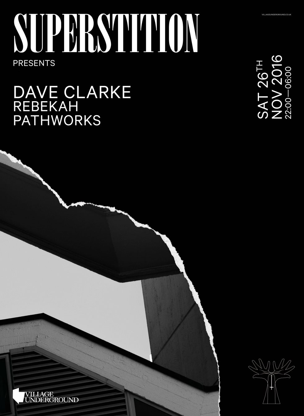 Superstition X Dave Clarke, Rebekah - Flyer front