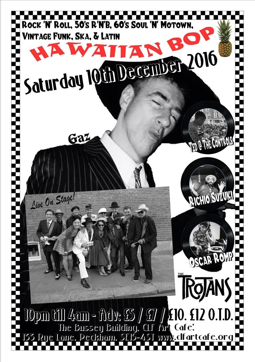 Hawaiian Bop Xmas Special with The Trojans (Live), Ted at The Controls, Richio Suzuki - More - Flyer front