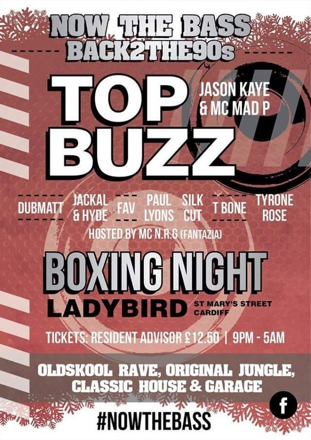 Now The Bass presents Back2the90's feat. Top Buzz - Boxing Day Special - Flyer front