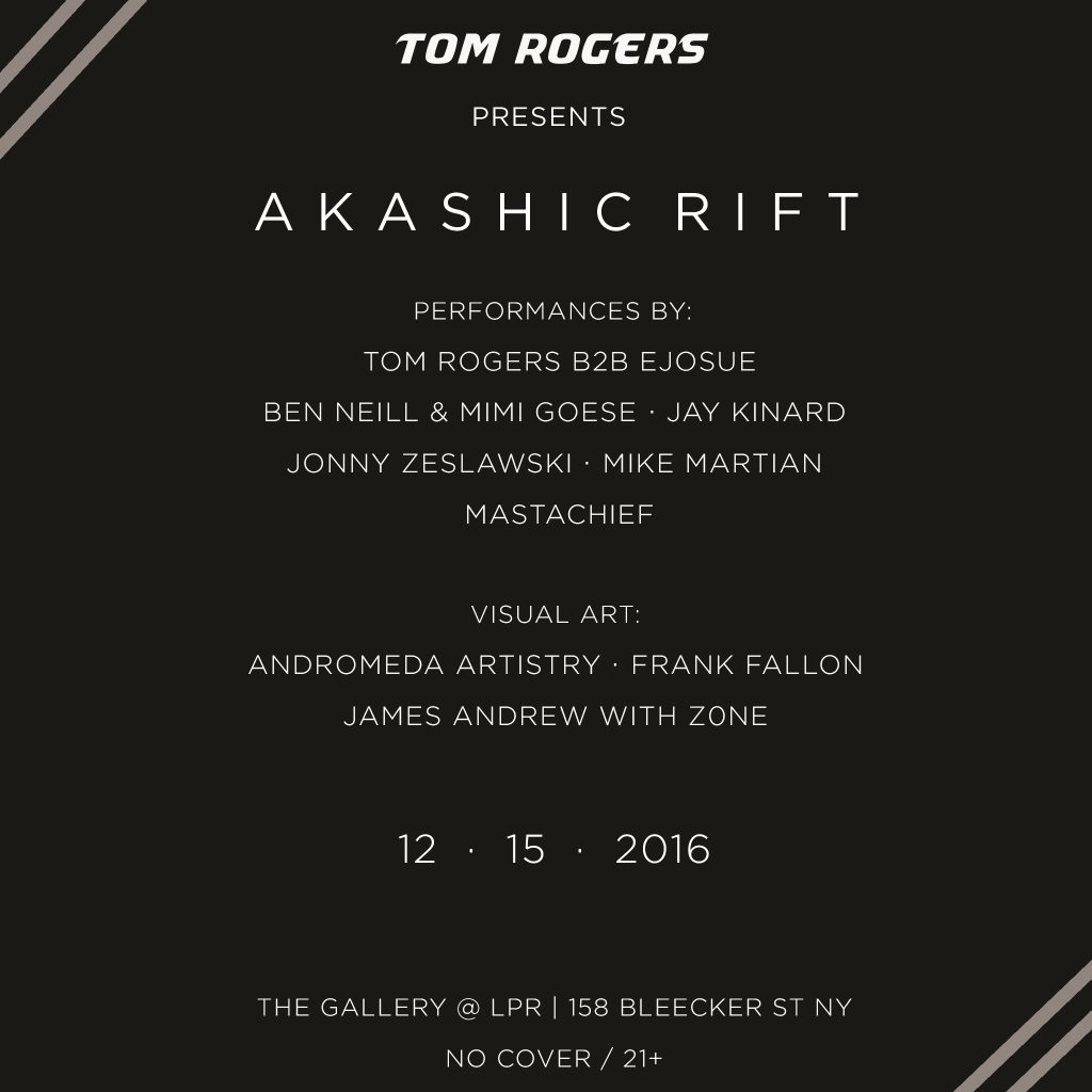 Akashic Rift with Tom Rogers, Jay Kinard, Jonny Zeslawski - Flyer front