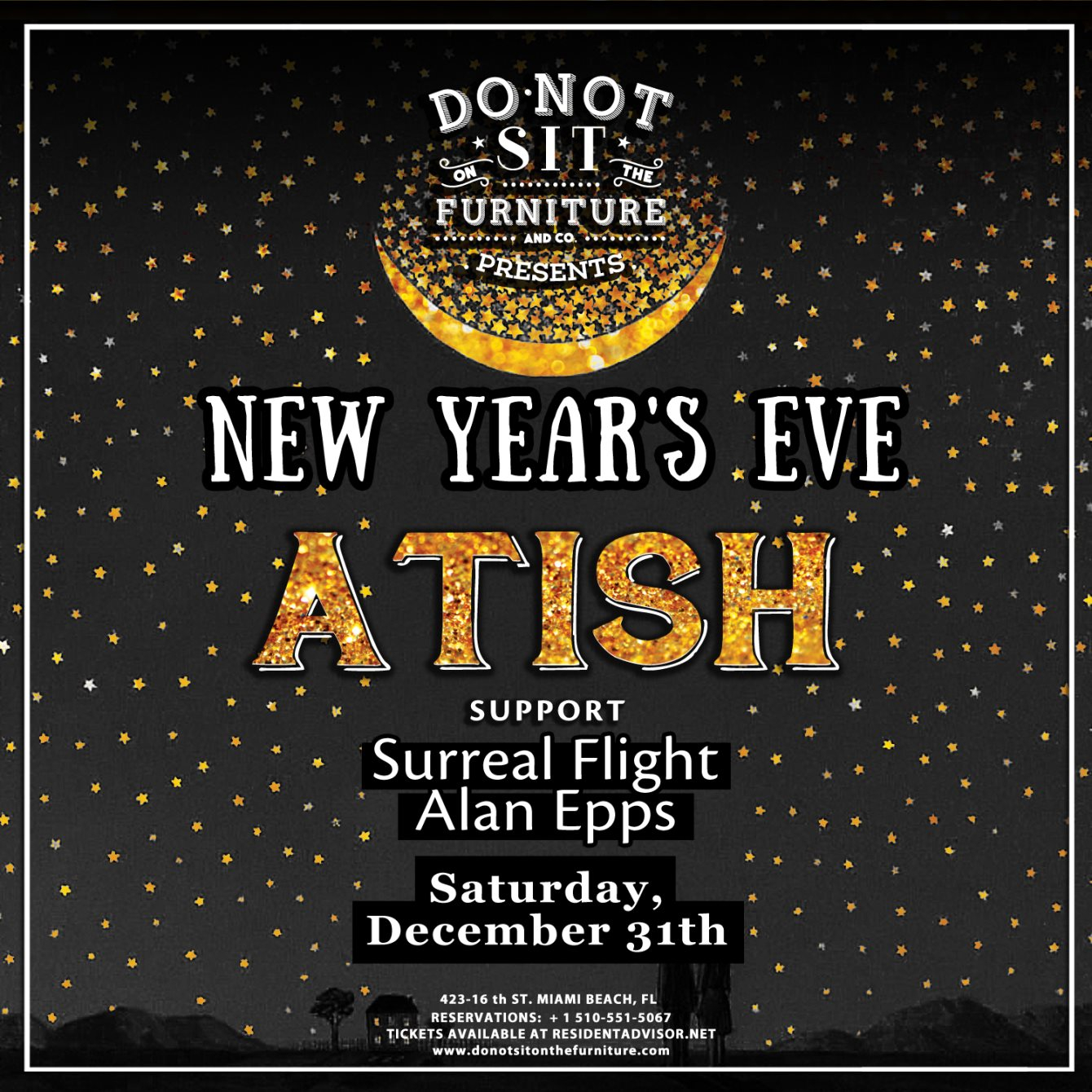 NYE with Atish - Flyer front