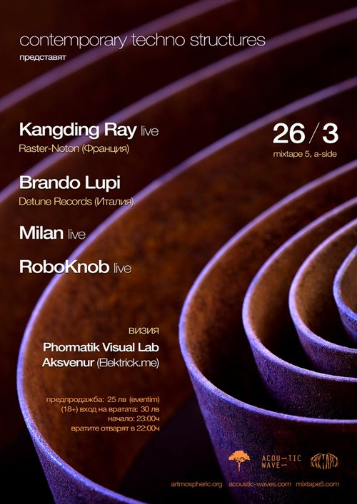 Contemporary Techno Structures with Kangding Ray, Brando Lupi, Milan and Roboknob - Flyer front