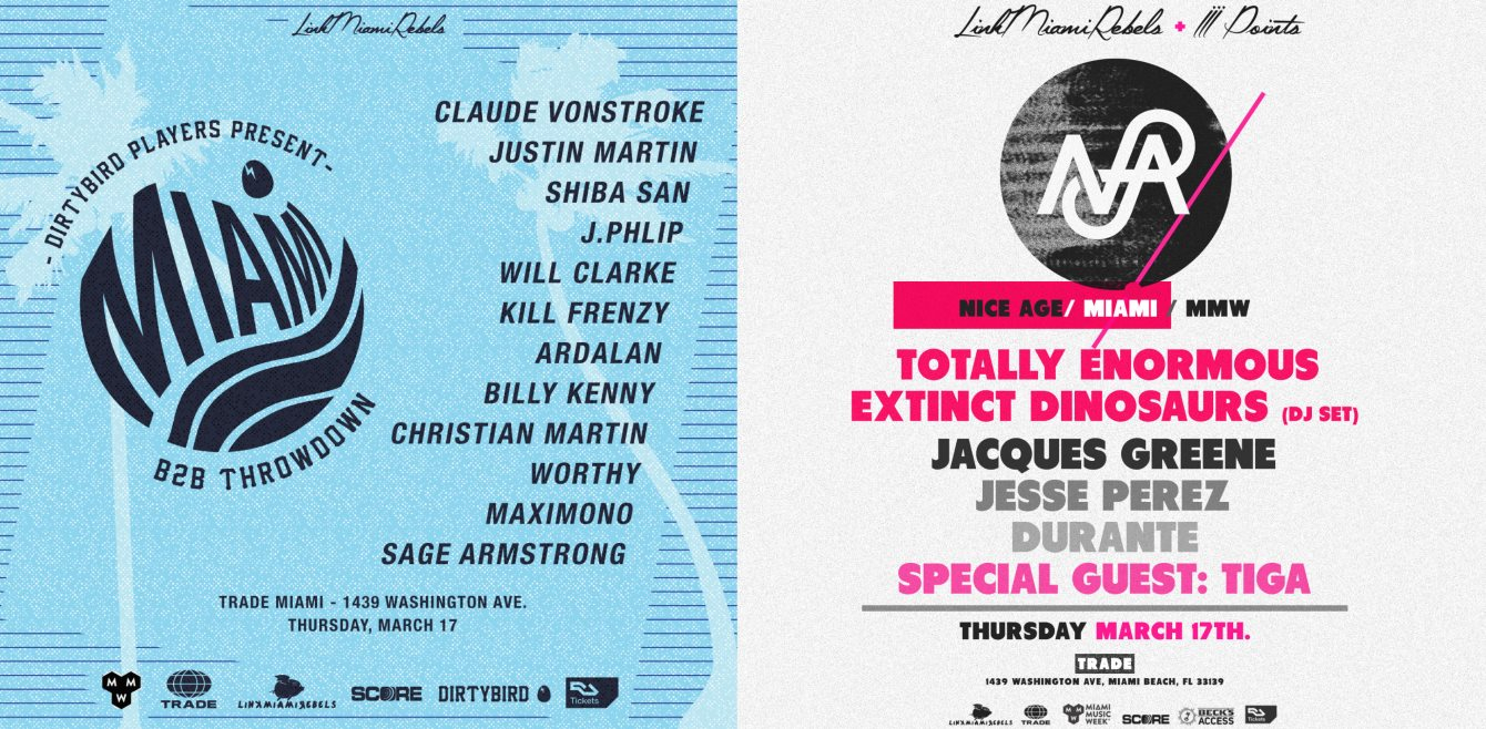 Dirtybird Players Back2back Throwdown + Nice Age Label Party by Link Miami Rebels - Flyer front