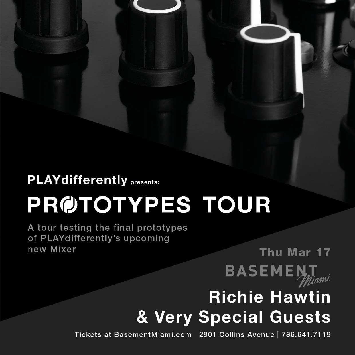 Playdifferently presents Prototypes Tour with Richie Hawtin - Flyer front
