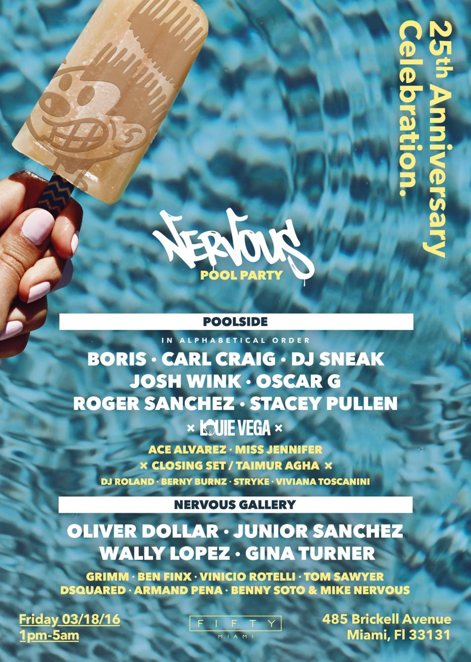The Nervous Pool Party - 25 Year Anniversary Bash - Flyer front