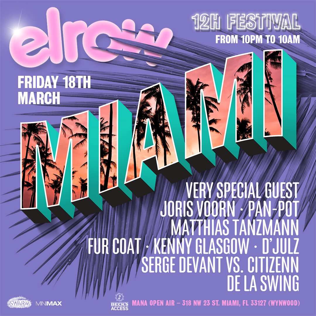 Elrow Miami with Joris Voorn, Pan-Pot, Matthias Tanzmann, Fur Coat, Kenny Glasgow, & More - Flyer back