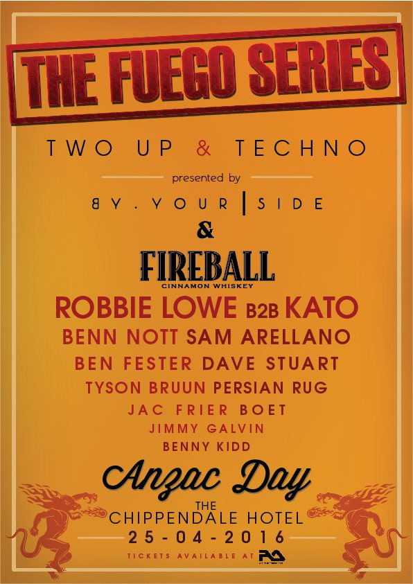 Fireball Whisky // the Fuego Series // Anzac Day // the Chippendale - Flyer front