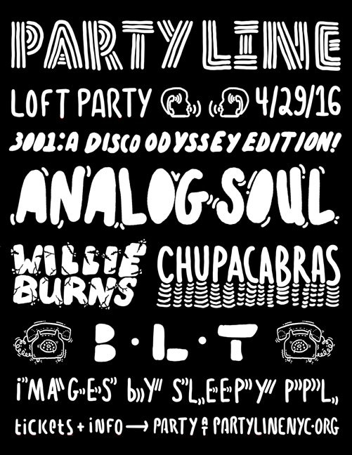 Party Line: Analog Soul: Willie Burns: Chupacabras - Flyer front