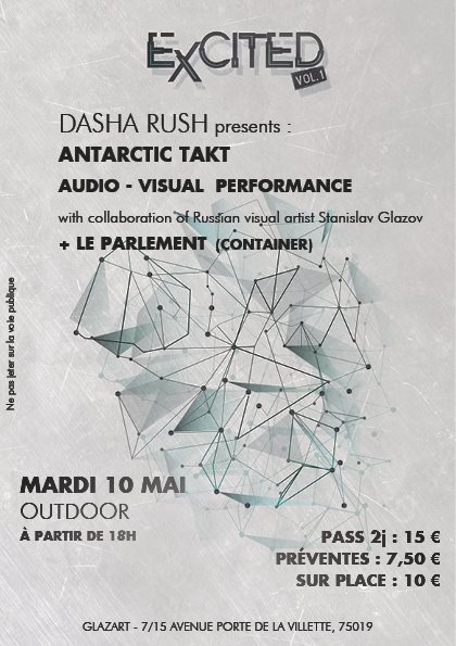 Dasha Rush presents: Antarctic Takt A/V Live - Flyer front