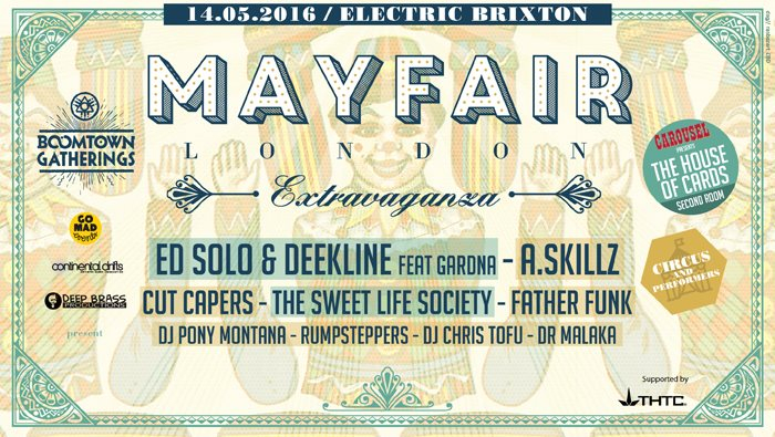 Boomtown Gatherings: Mayfair London Extravaganza - Flyer front