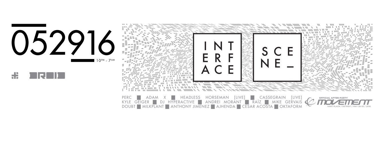 Interface - Scene 2016 - Movement After Party - Flyer front