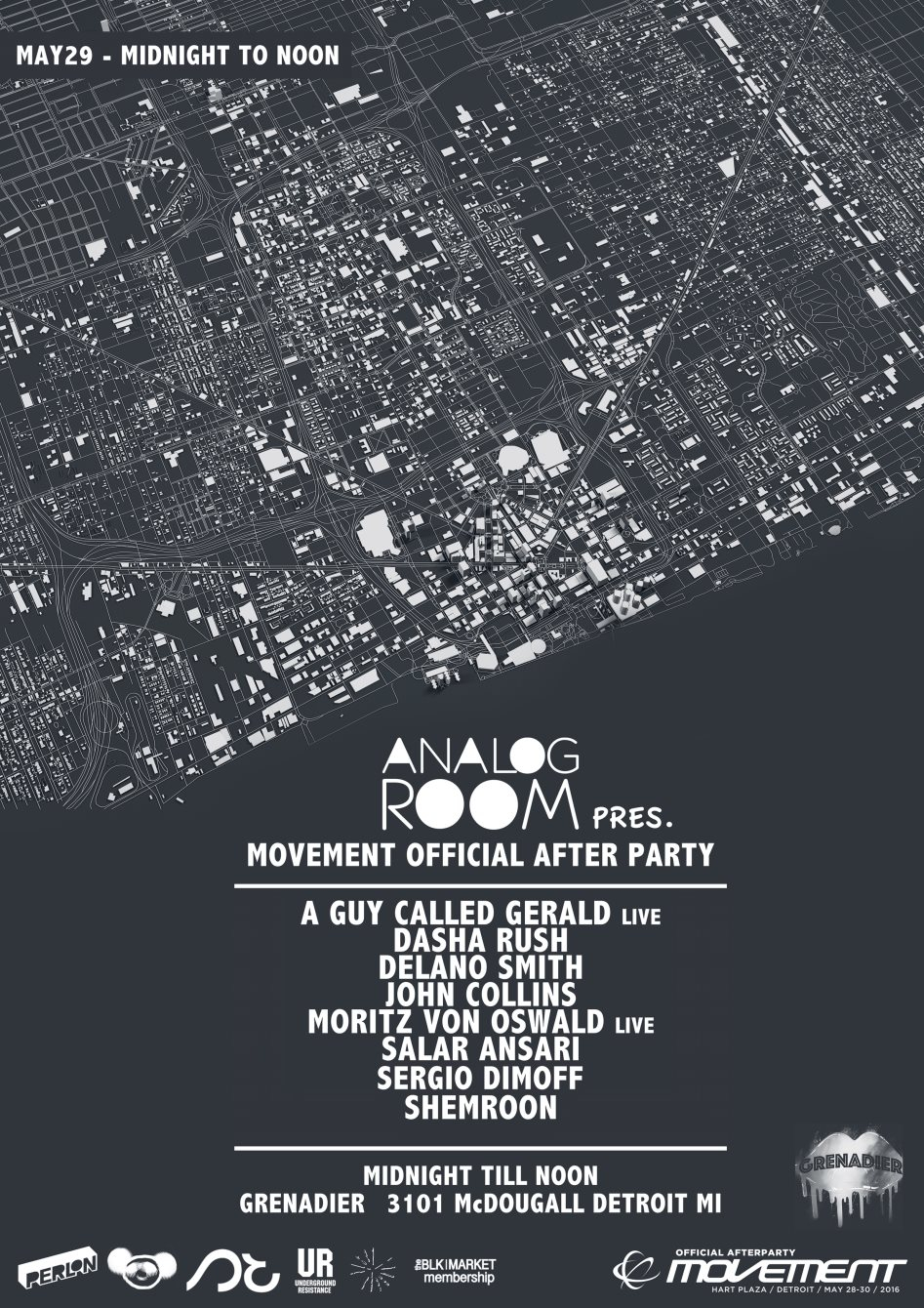 Analog Room presents: Movement Official After Party - Flyer front