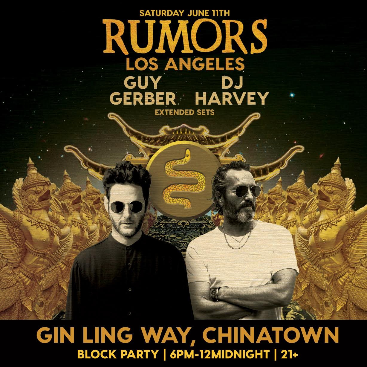 Rumors Chinatown Block Party with Guy Gerber // DJ Harvey - Flyer front