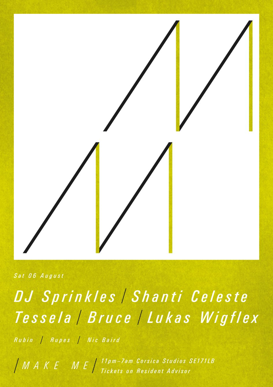 Make Me with DJ Sprinkles, Tessela, Shanti Celeste, Bruce & Wigflex - Flyer front