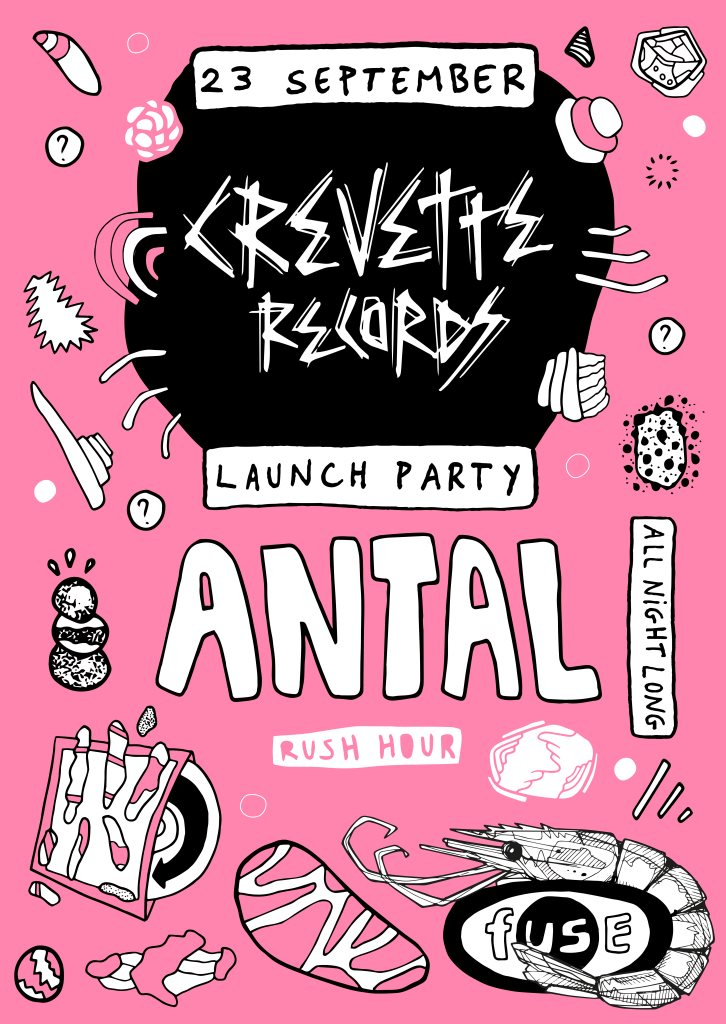 Crevette Launch Party - Antal - Flyer front
