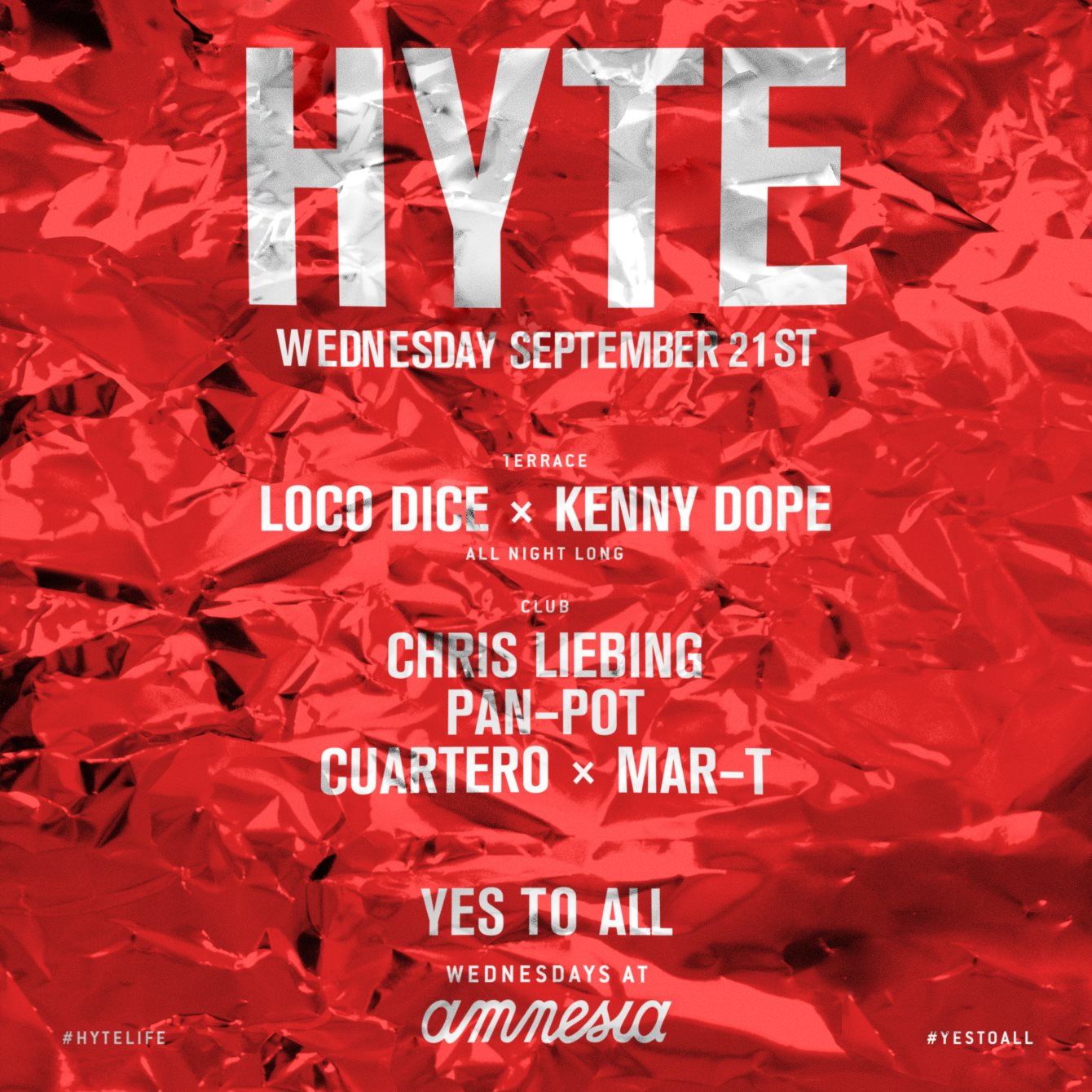 OFFICIAL Hyte Amnesia Ibiza Club Poster Dubfire Chris Liebing 28th Sept 2016