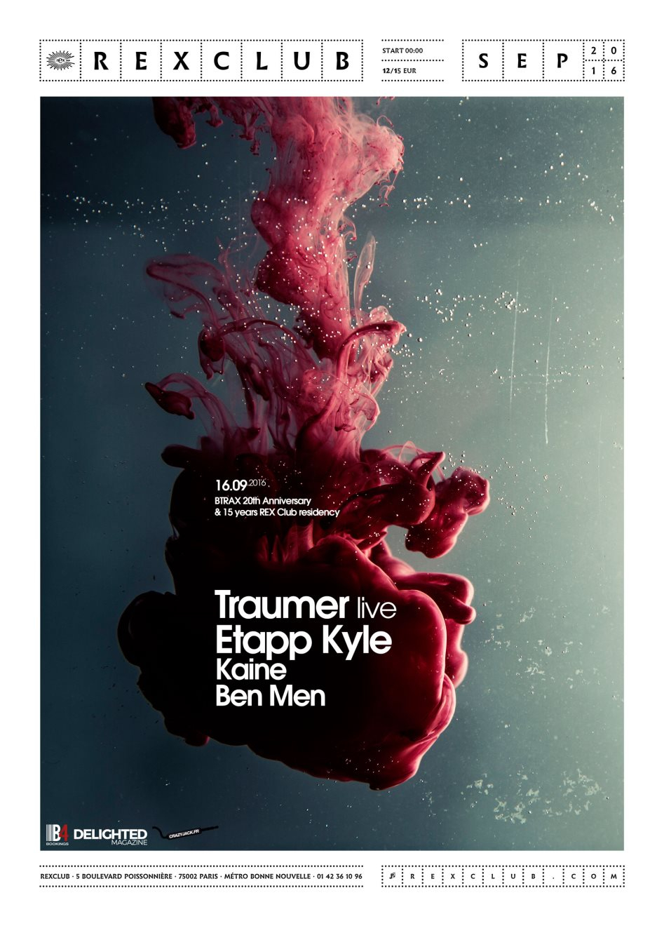 Btrax Night - 20th Anniversary: Traumer Live, Etapp Kyle, Kaine, Ben Men - Flyer front