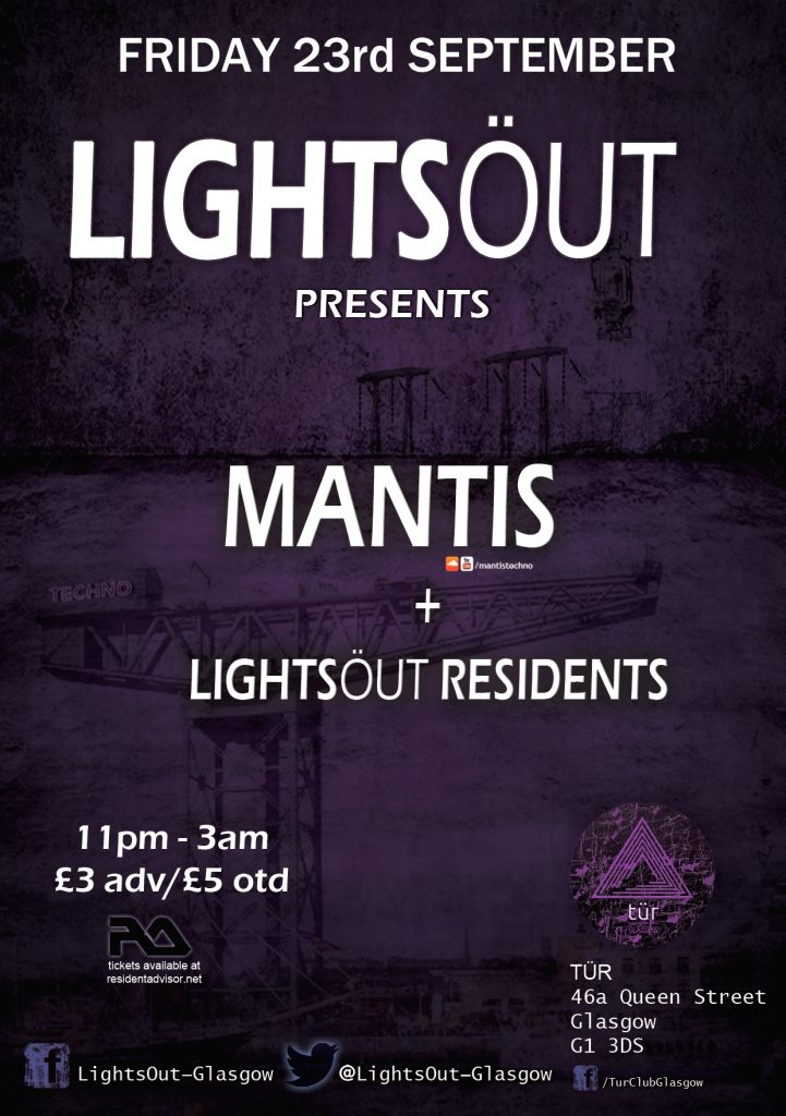 Lightsout presents: Mantis & Lightsout Residents - Flyer front
