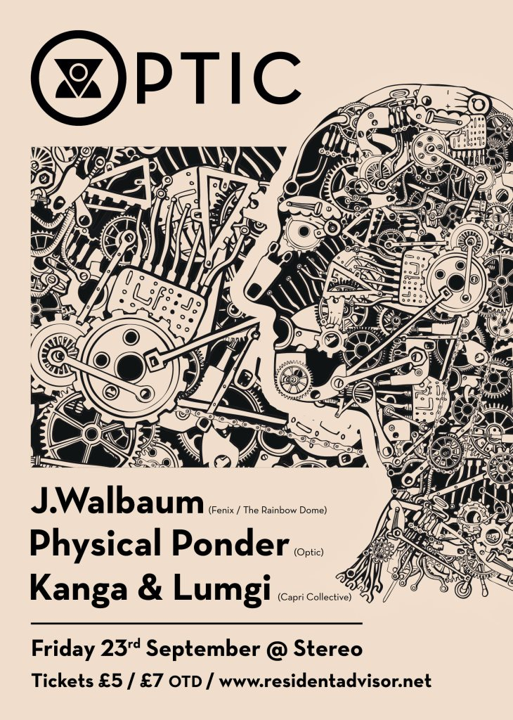 Optic // Launch Party - J. Walbaum + Kanga & Lumgi - Flyer front
