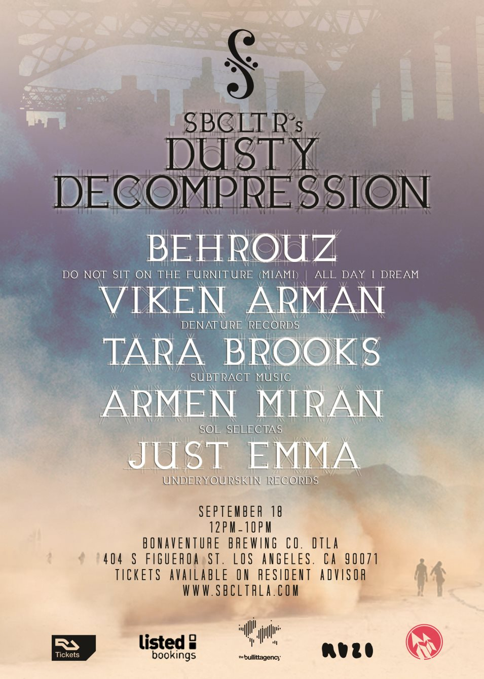 Sbcltr's Dusty Decompression with Behrouz, Viken Arman, Tara Brooks, Armen Miran and Just Emma - Flyer front