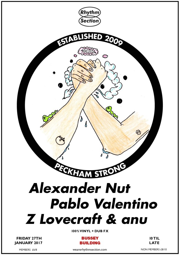 Rhythm Section with Alex Nut & Pablo Valentino at Bussey - Flyer front