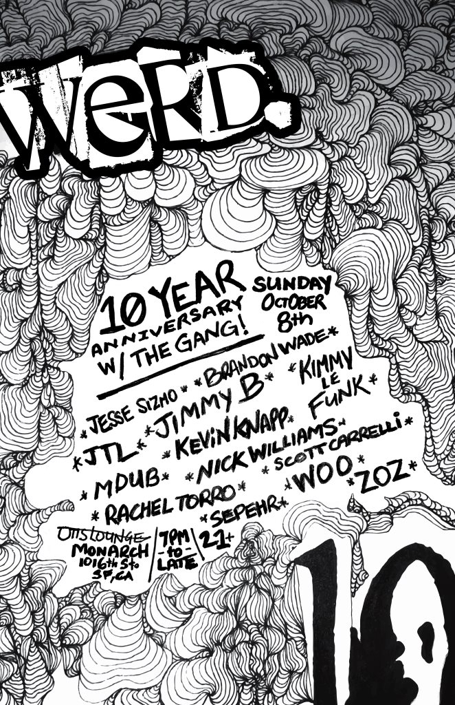 10 Years Of WERD. with The Gang - Flyer back