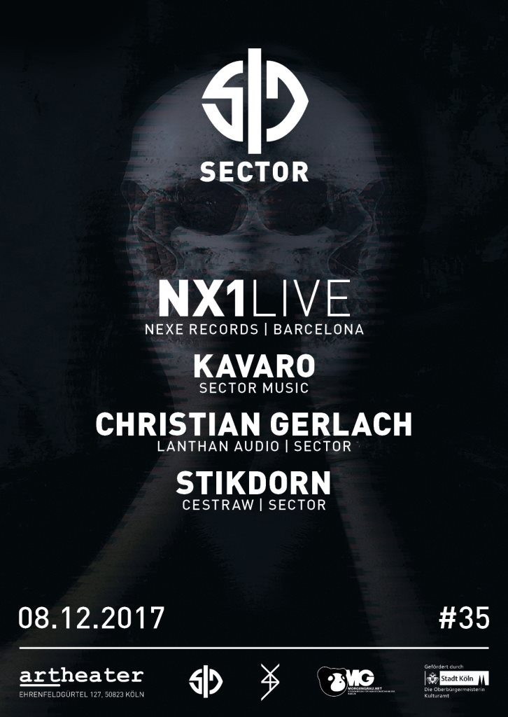 Sector with NX1 - Live, Kavaro, Christian Gerlach, Stikdorn - Flyer front