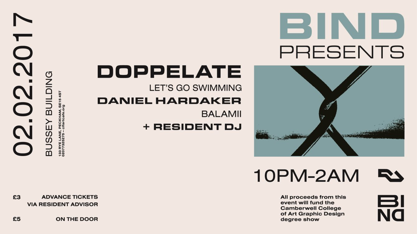 Bind Launch Night with Doppelate and Daniel Hardaker - Flyer front