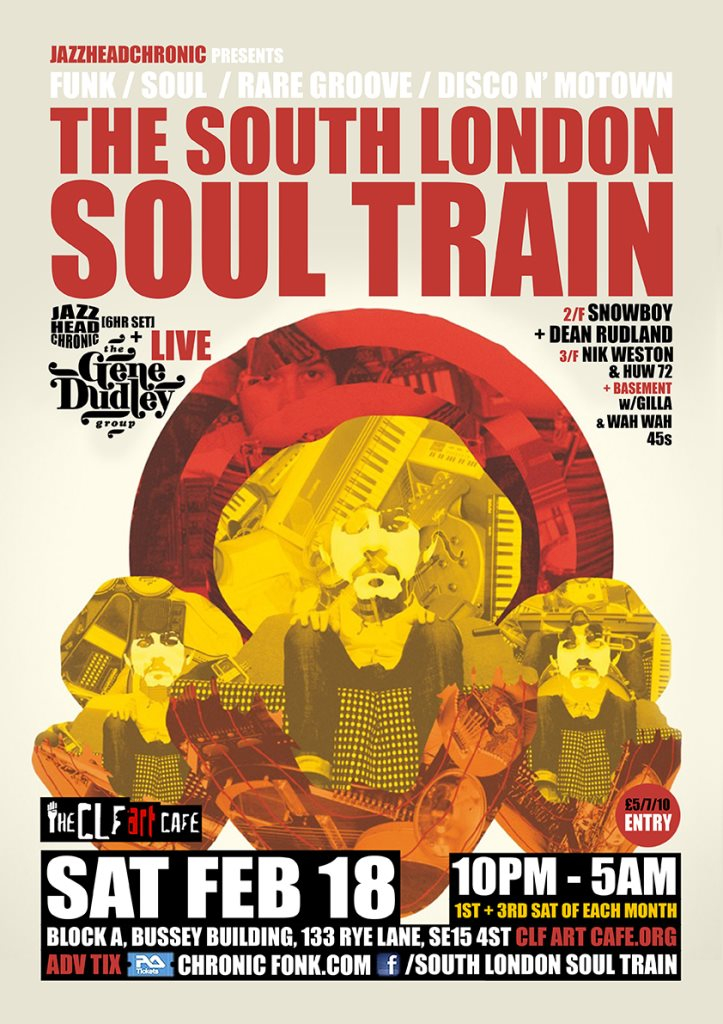 The South London Soul Train w Dom Servini, Dutty Moonshine Big Band [Live] - More on 4 Floors - Flyer back