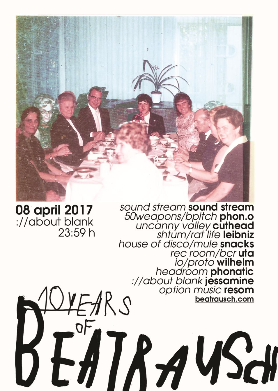 how Soon is now - 10 Years of beatrausch - Flyer front