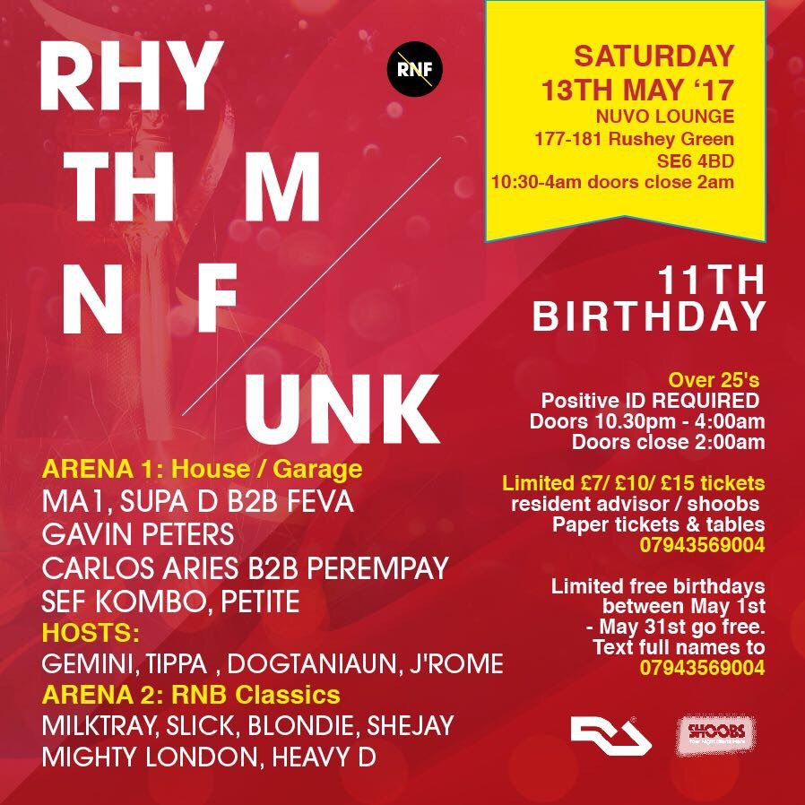 Rhythm n Funk 11th Birthday Party - Flyer back