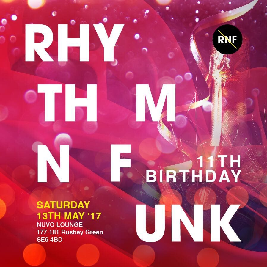 Rhythm n Funk 11th Birthday Party - Flyer front