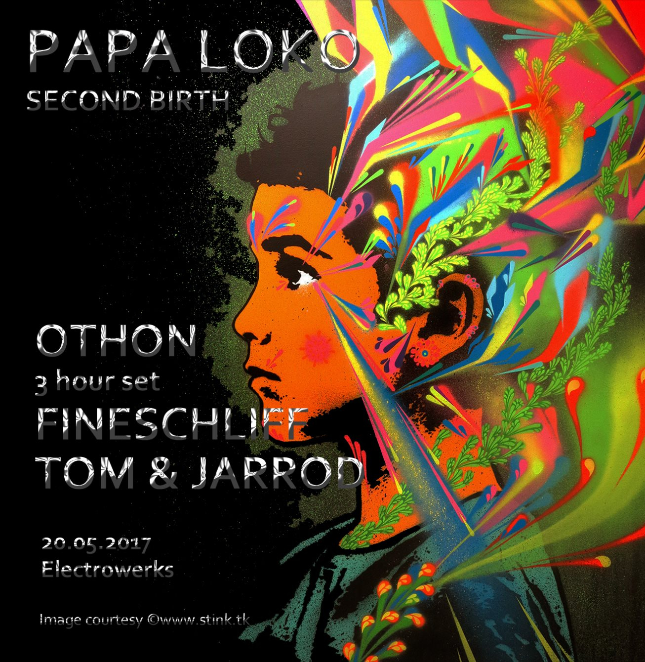 Papa Loko: Second Birth(day) with Othon, Fineschliff, Tom&jarrod - Flyer front