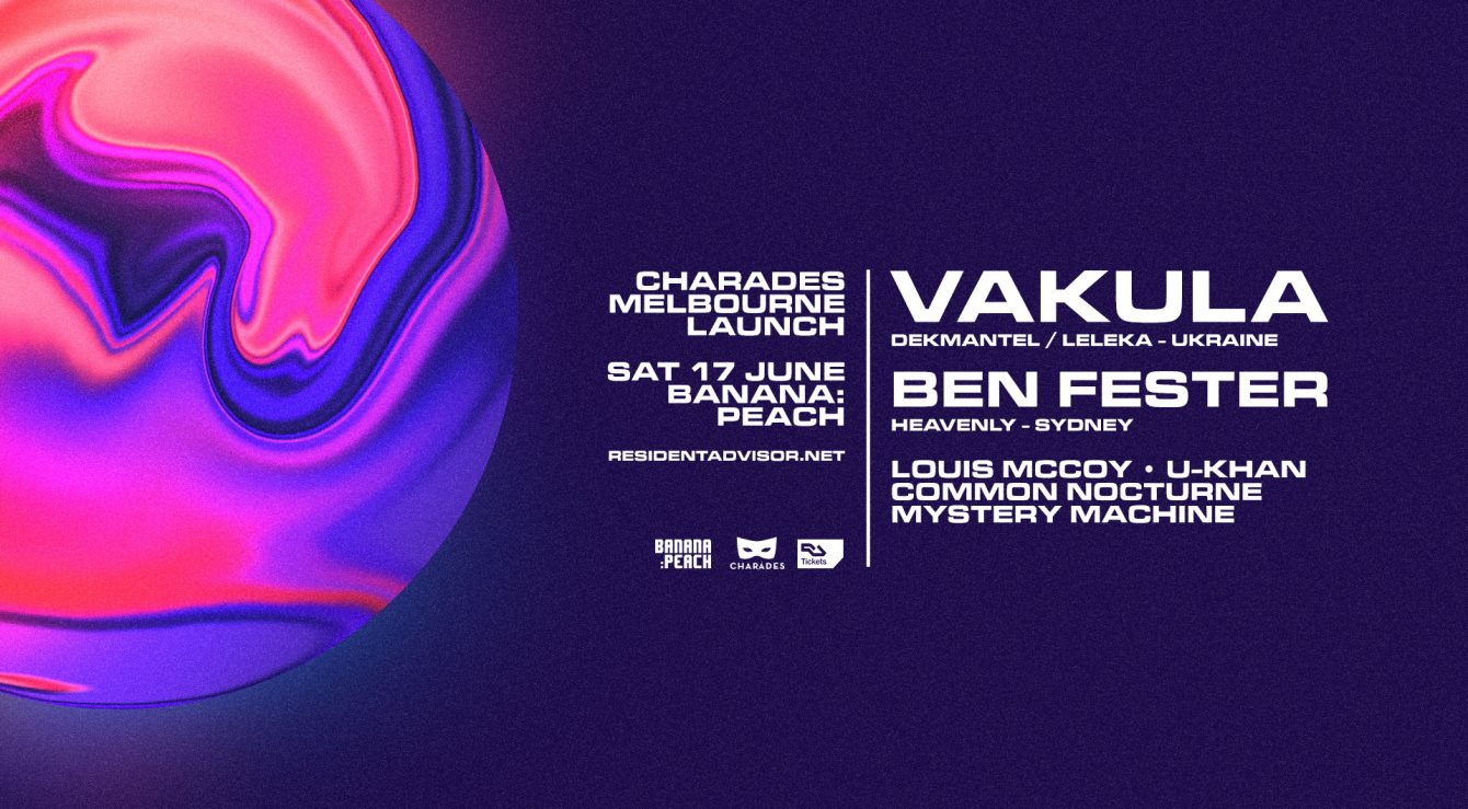 Charades Melbourne Launch Feat. Vakula - Flyer front