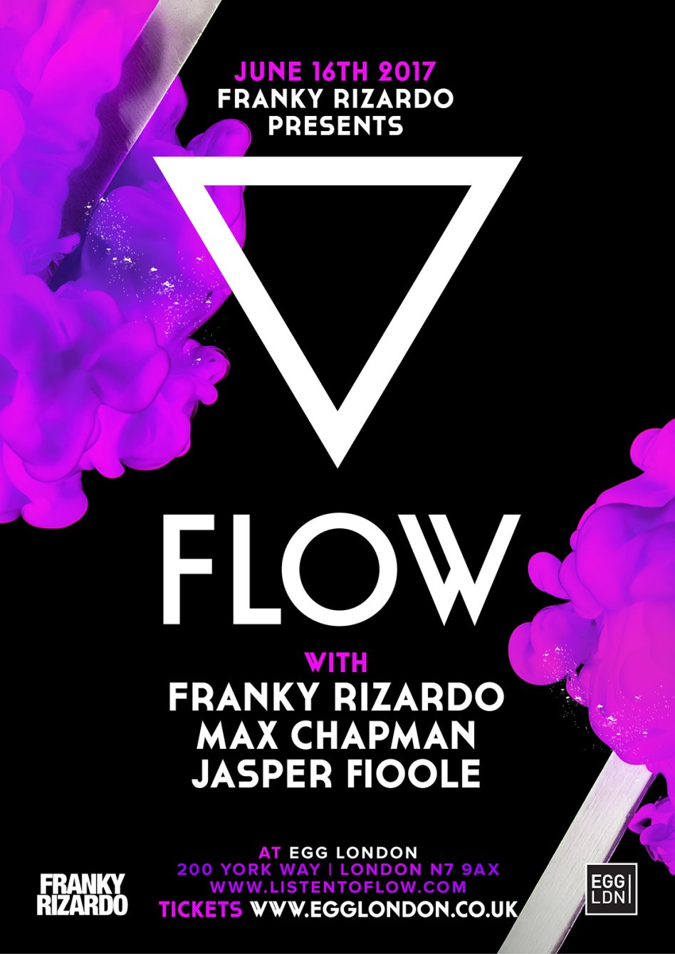 Flow: Franky Rizardo, Max Chapman & Jasper Fioole - Flyer front