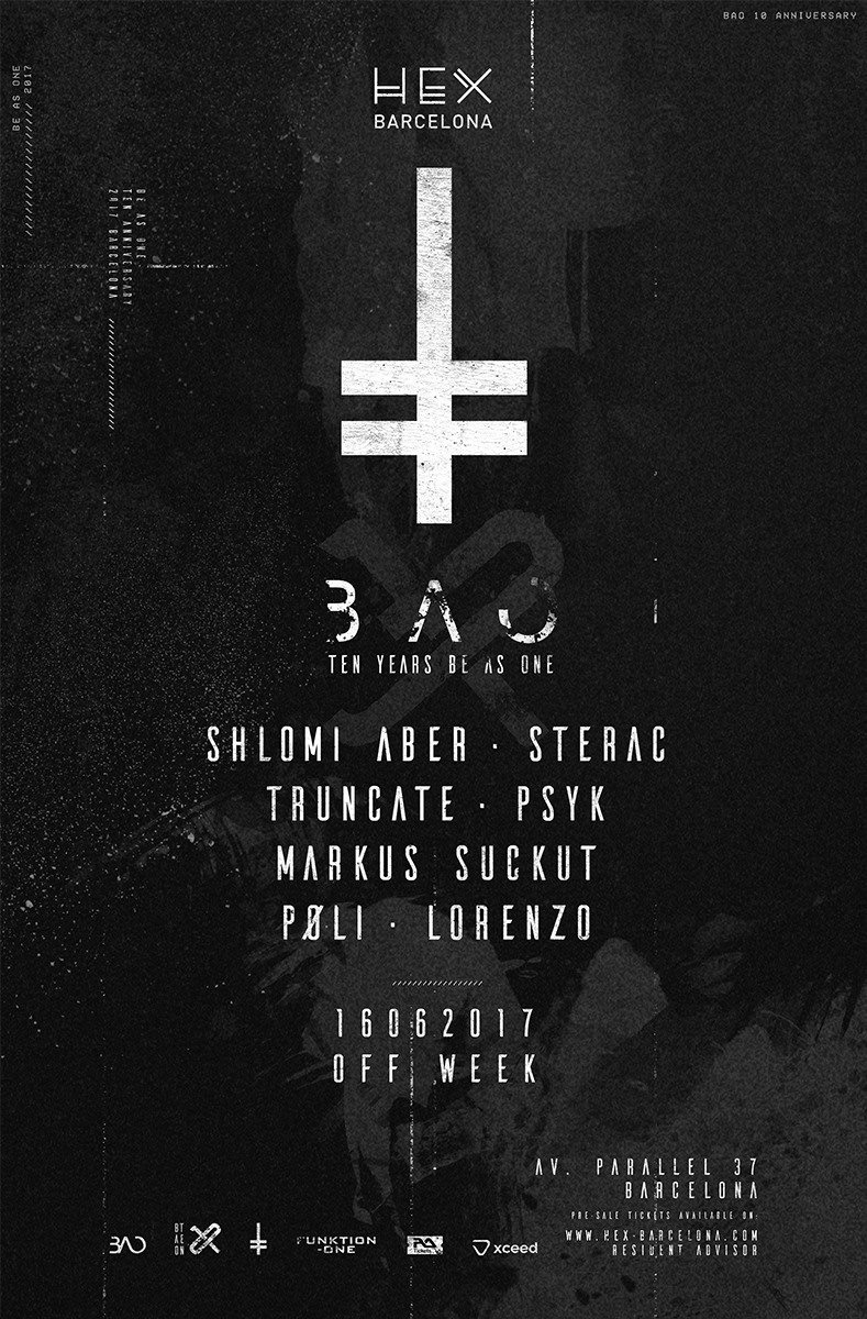 HEX Pres: Be As One Showcase with Shlomi Aber, Truncate, STERAC, Psyk and More - Flyer back