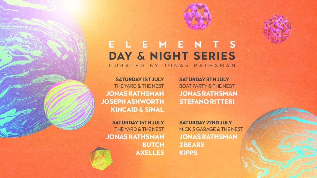 Elements Day & Night Series: Jonas Rathsman + 2 Bears + Kipps (Mick's Garage & The Nest) - Flyer front
