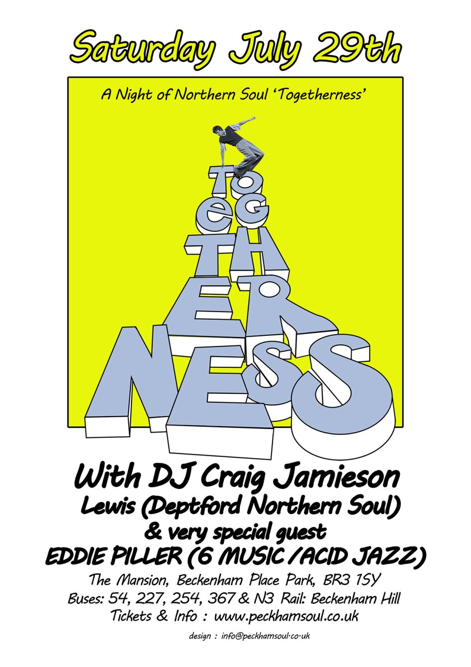 Togetherness' DJ Craig Jamieson, Eddie Piller (6 Music/Acid Jazz) & Lewis (Deptford N.S) - Flyer front