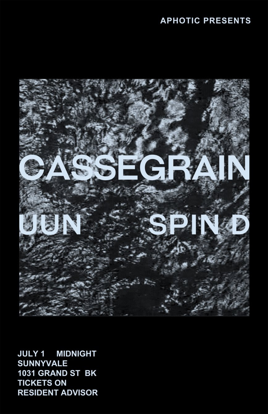 Aphotic presents: Cassegrain, Uun, Spin D - Flyer front